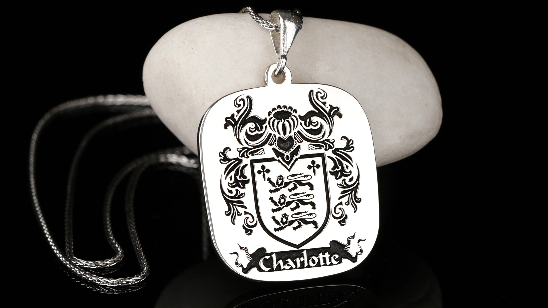 Custom Gold or Silver Pendant - Square Family Crest Necklace - Personalize